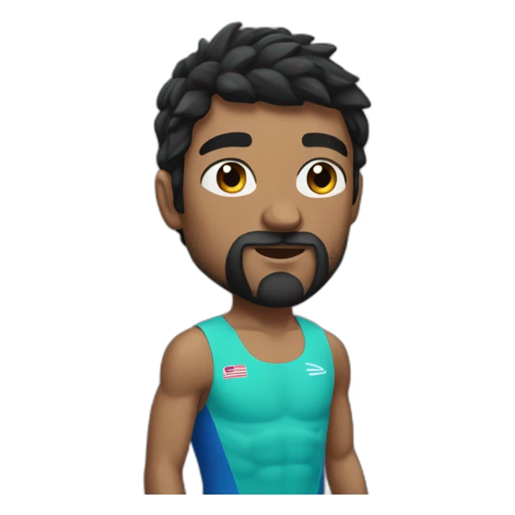 Swimmer googles muscles black hair and beard sticker