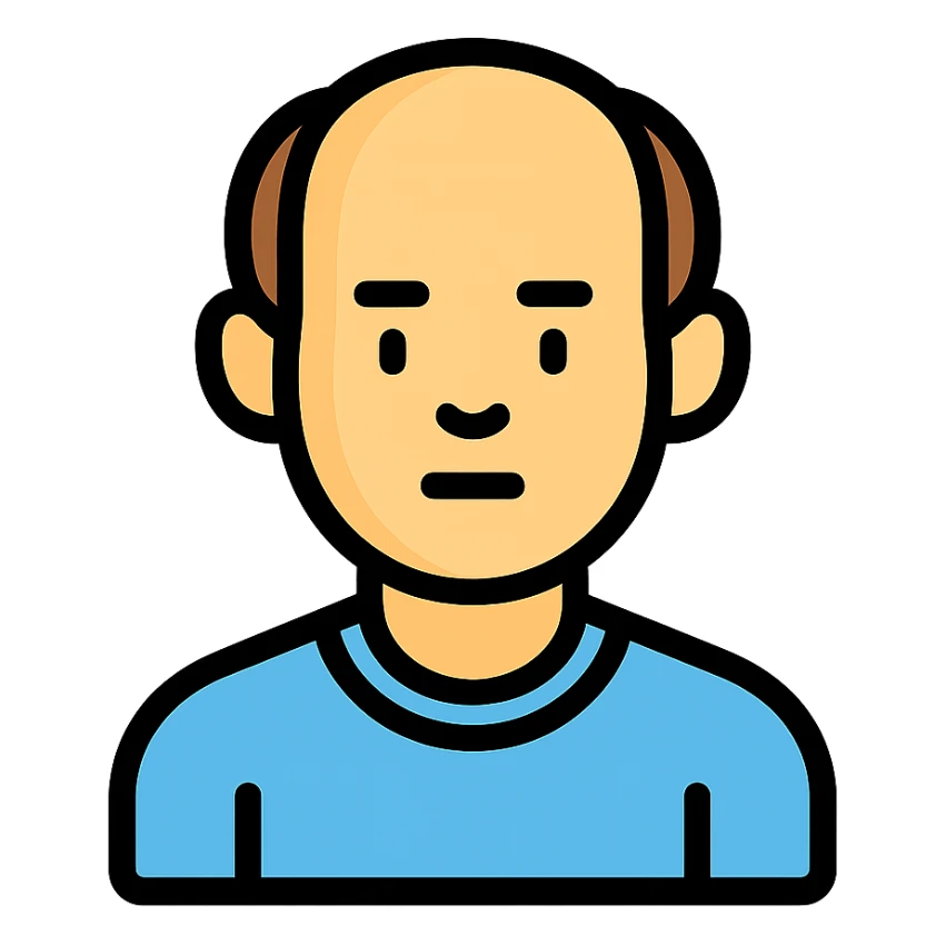 color outline icon of a man with a bald spot sticker