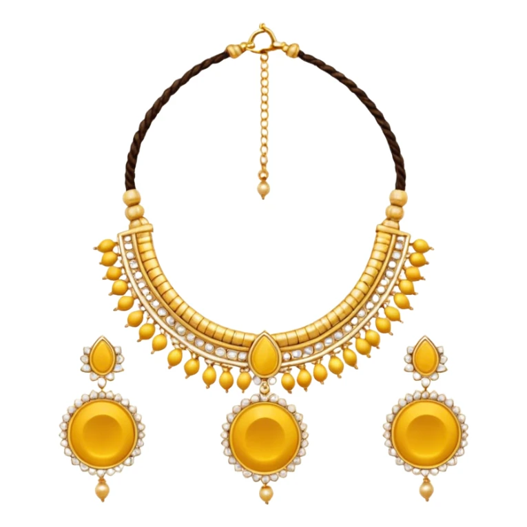 
Yellow thread necklace with two gold pendants, traditional Indian wedding thali sticker