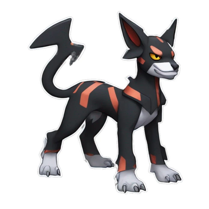 Cool Edgy Houndoom-Litten Fakémon Digimon with Edgy markings, full body, outlined sticker