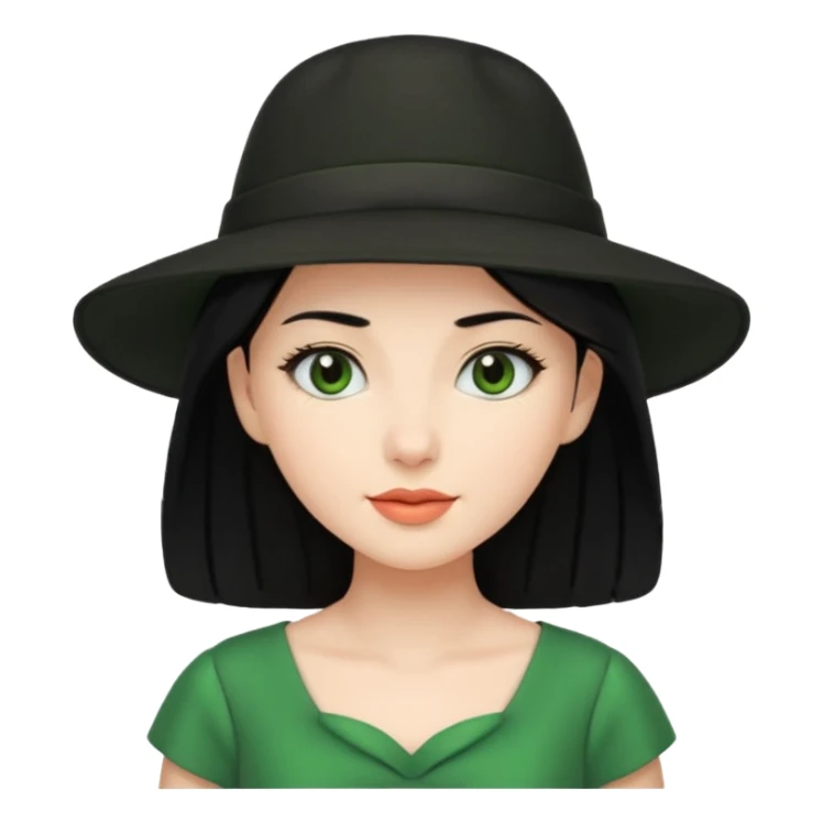 green dress black hair black hat sticker