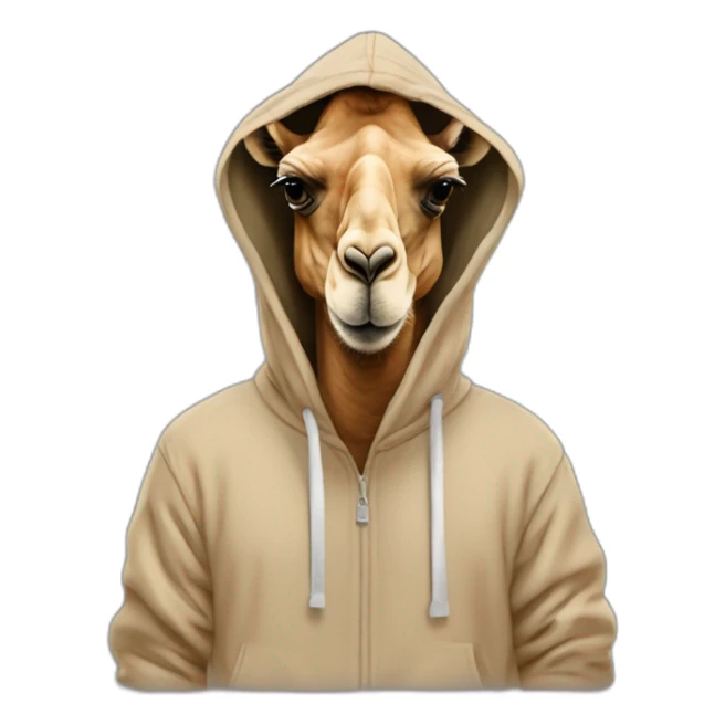 Camel wearing a hoodie with ‘Alexander’ on that hoodie sticker