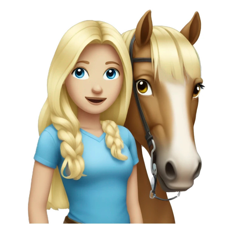blond blue eyed girl with horse sticker