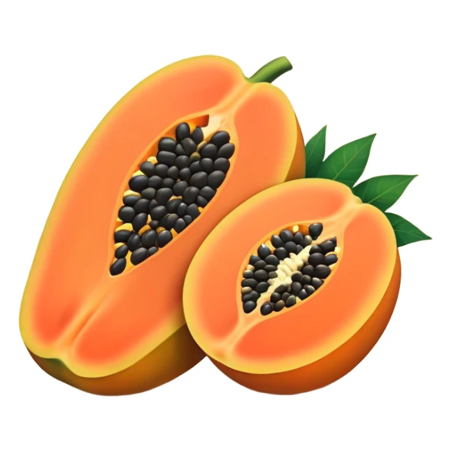 papaya fruit, whole and sliced, bright colors sticker