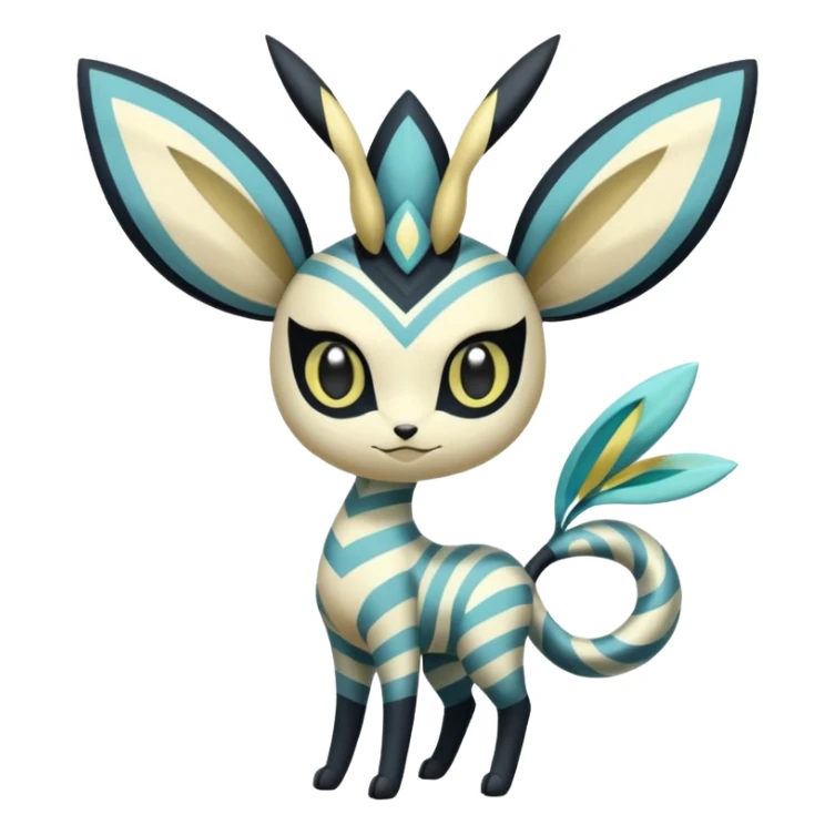 zig-zag-patterned tribal tropical hot spotted striped Meloetta-Glaceon-Giratina-Noibat-Pokémon-Fakémon-fusion-hybrid-creature sticker