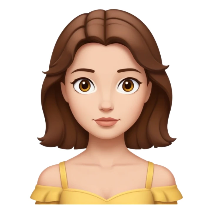 extremely simple belle headshot, shoulders and above only, minimal brown hair, very few details sticker