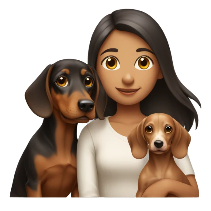 Girl and boy with two dachshunds together  sticker