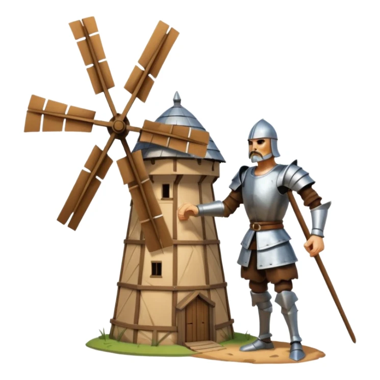 Don quixote windmill fight sticker