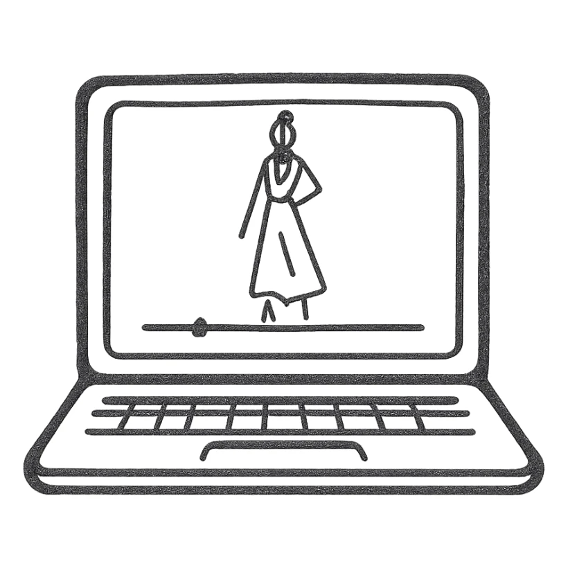 Laptop with Fashion Sketch + Timeline Bar sticker