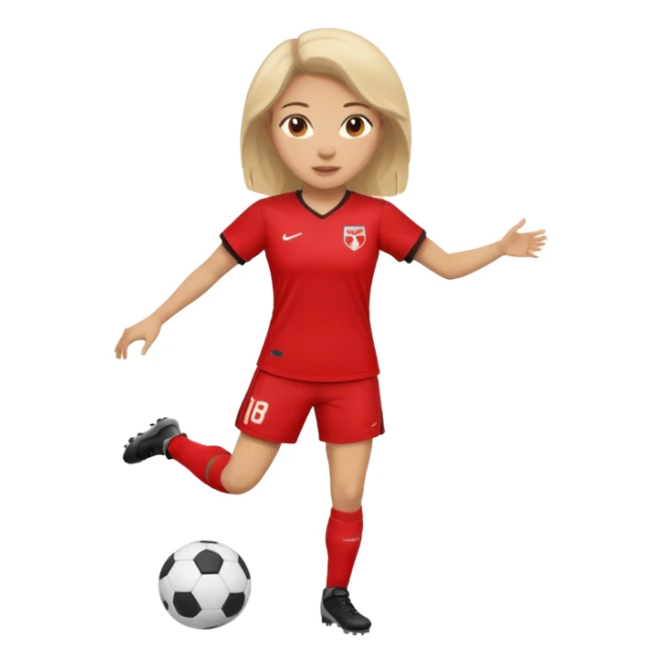 woman soccer player with red jersey sticker