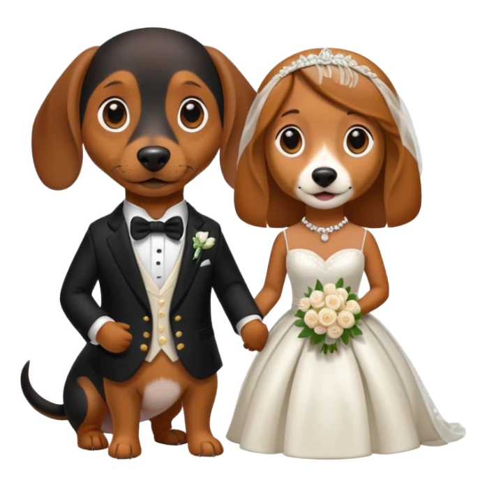 A female dachshund and a male beagle getting married   sticker