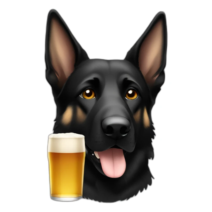 All black German shepherd with tan eye brows drinking old style beer sticker