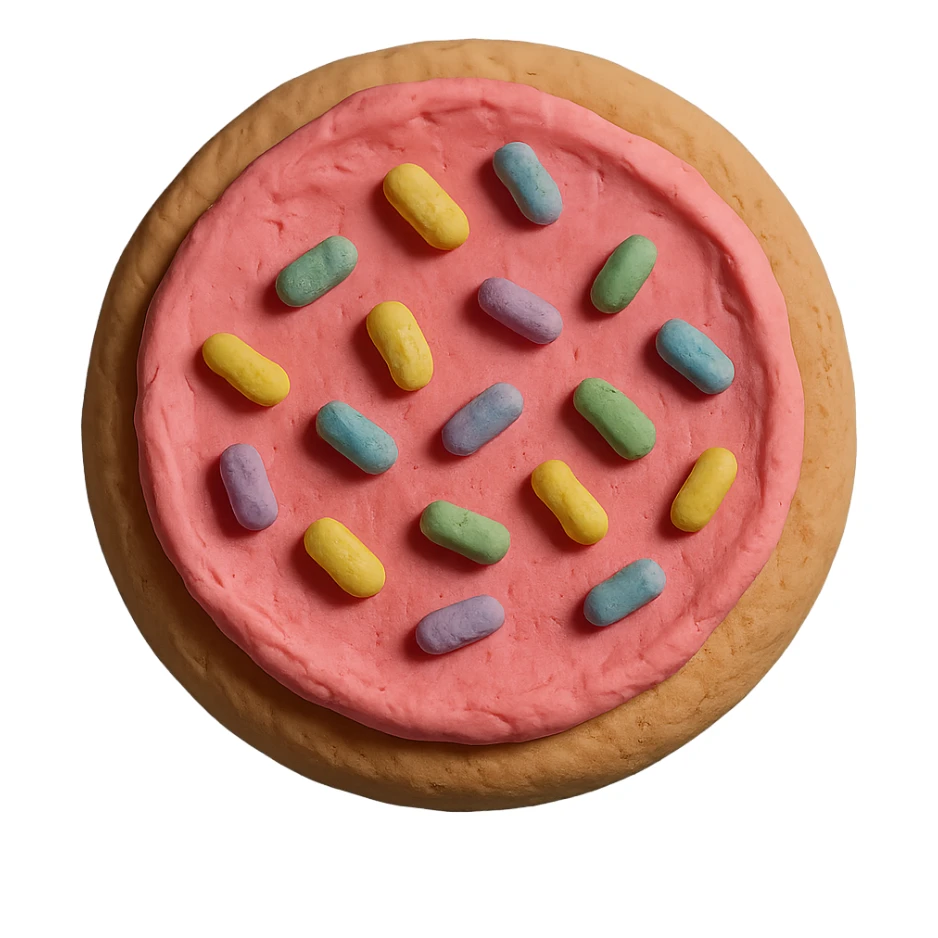 sugar cookie with pink frosting and pastel sprinkles sticker