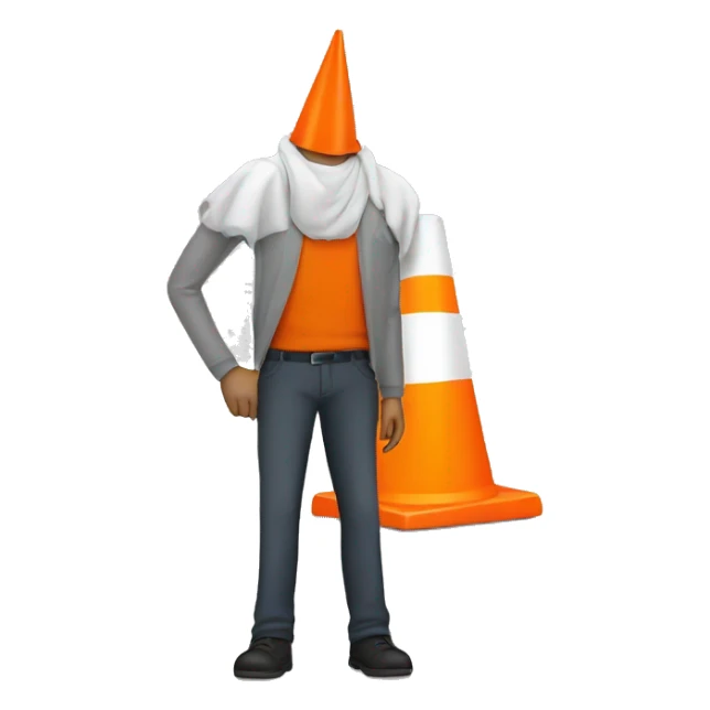 Guy with orange traffic cone instead of his head sticker