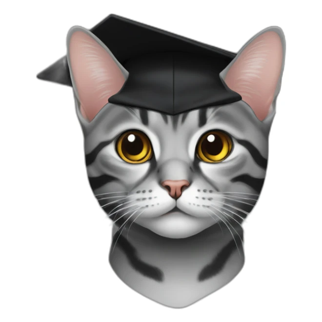 american shorthair cat face in black academic cap sticker