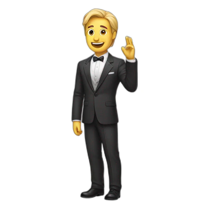 A man with a suit bows to the audience sticker