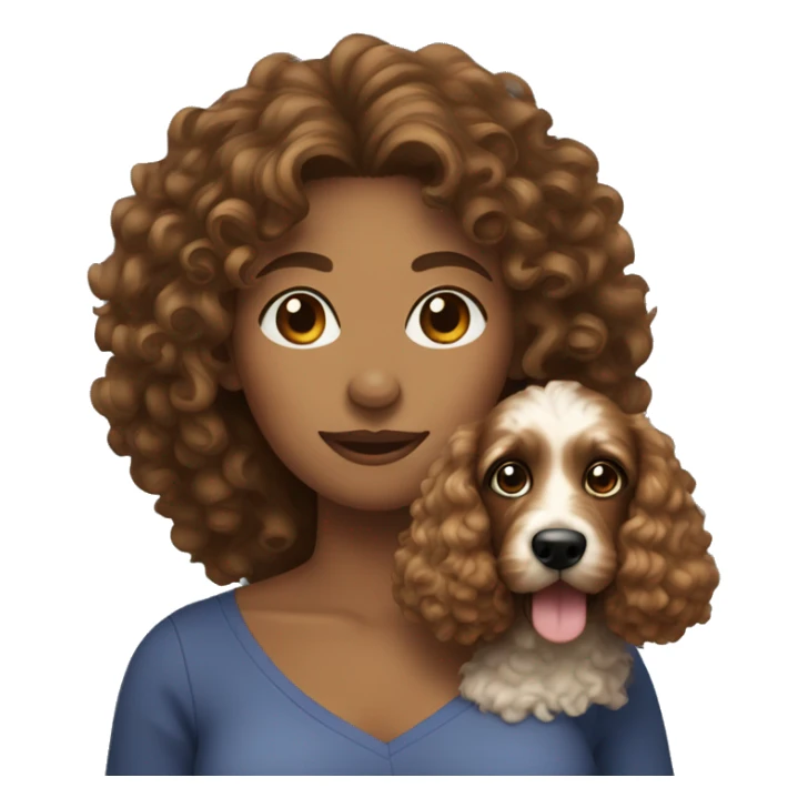 Curly hair woman holding cockapoo sticker