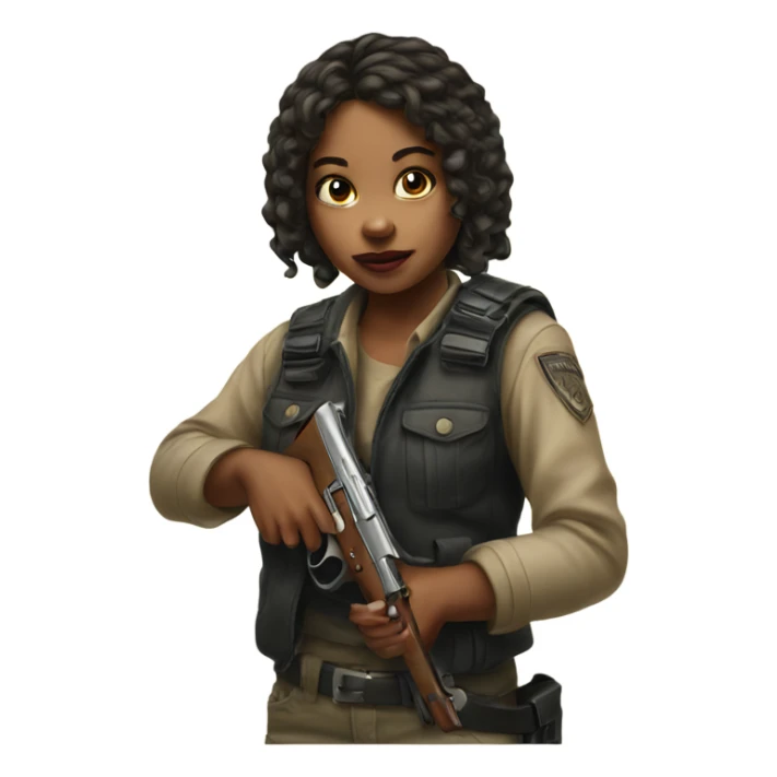 realistic portrait of girl with pistol sticker