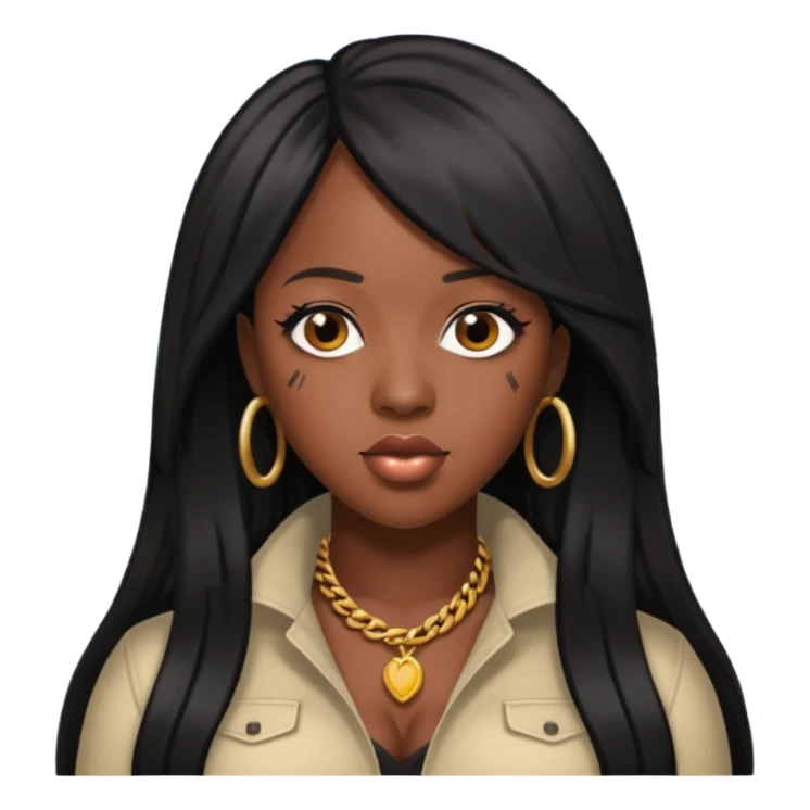 Remy Ma with black long hair sticker
