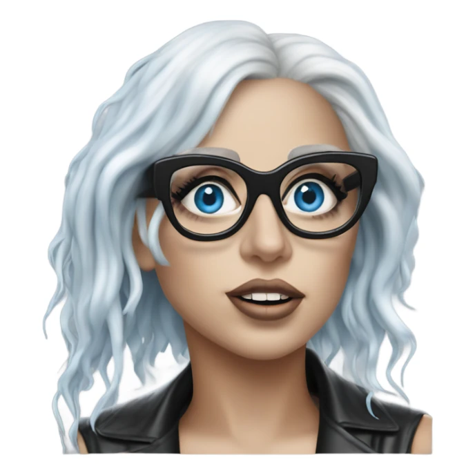 Hyper Realistic lady gaga rain on me blue eyes black glasses  sticker
