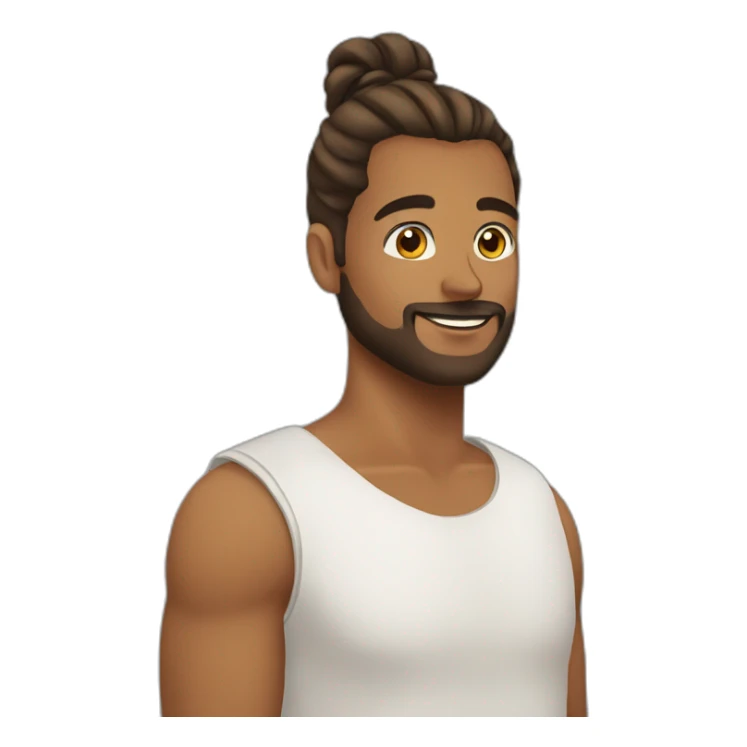 Beard brown man bun sticker