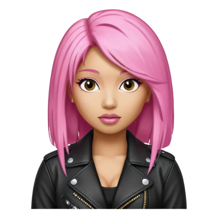 Nicki Minaj pink hair wear leather jacket sticker