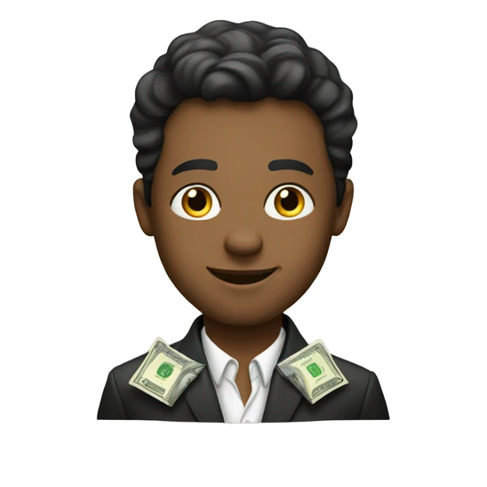 young and rich man with money sticker