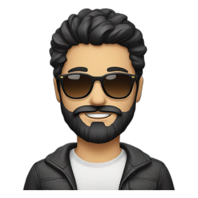 Hipster + beard with black hair and sunglasses sticker
