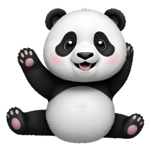 silly panda rolling on its back laughing with paws in the air sticker