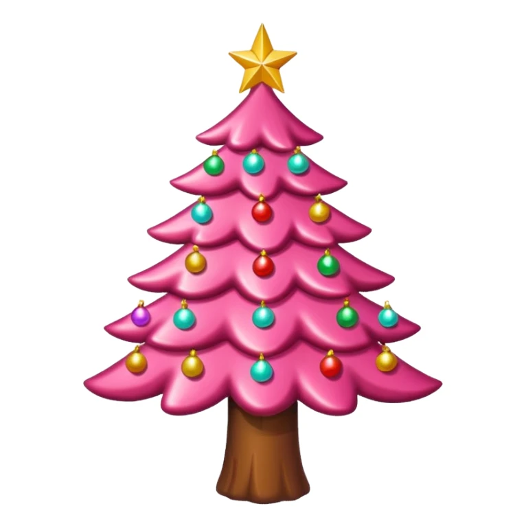 Crea un arbol de navidad en color rosa que parezca de caramelo Agrega luces navideñas has que la estrella  de arriba brille sticker