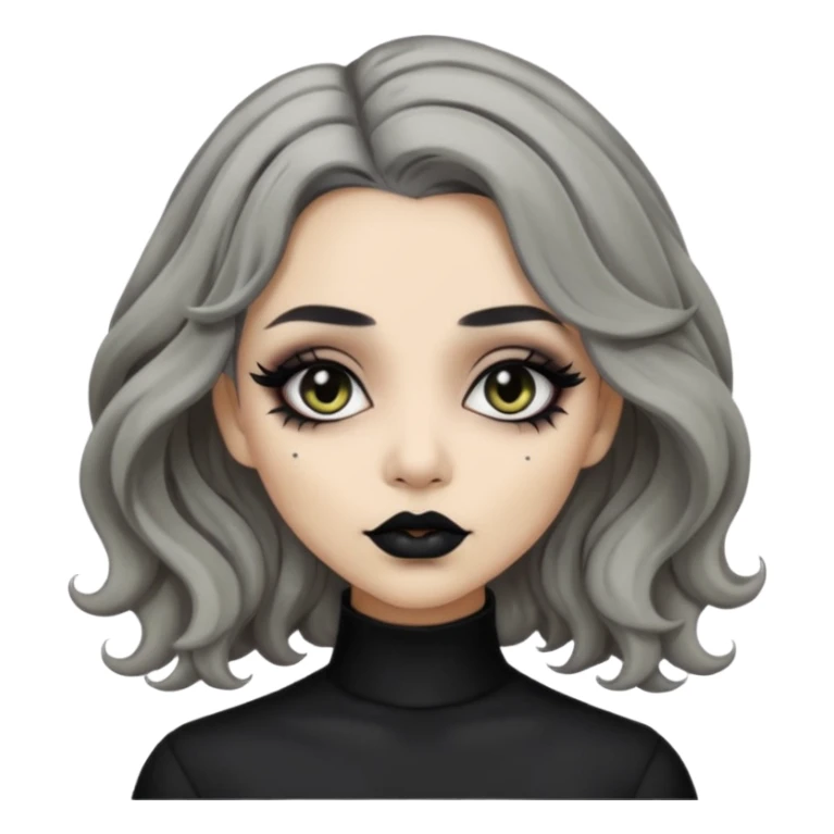  Beige olive skin  grey wavy hair black lips goth girl sticker