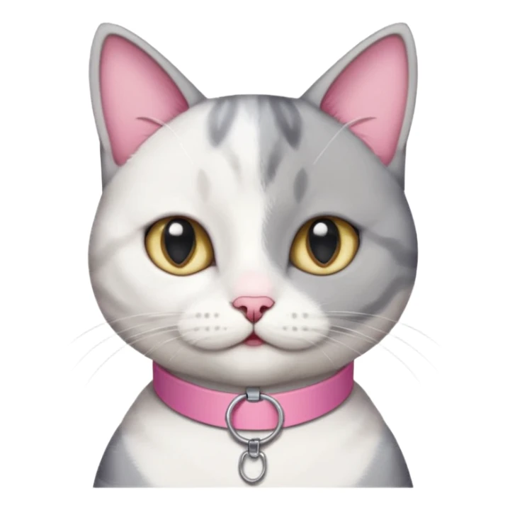 grey and white cat with name tag that says bean sticker