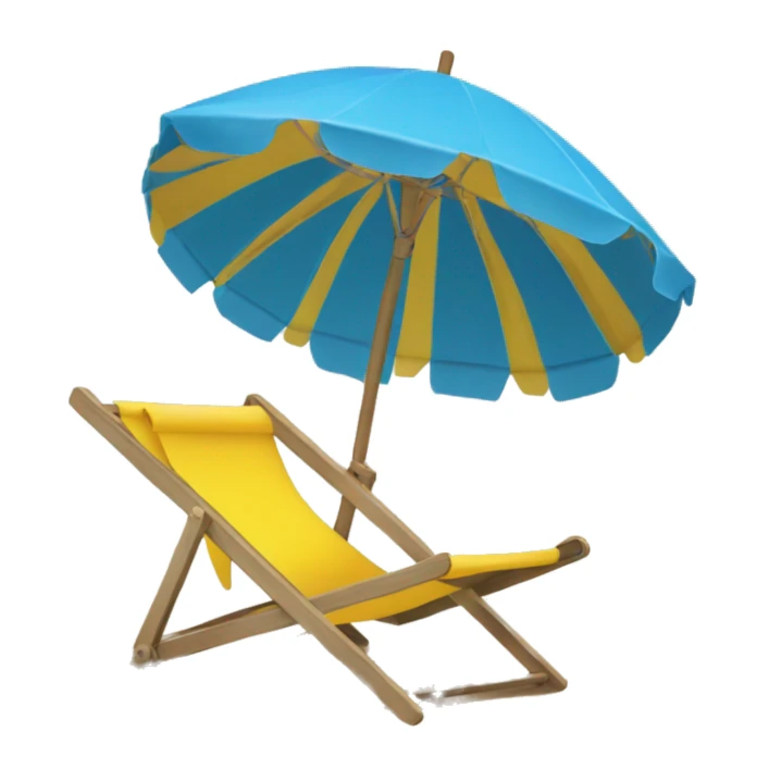 blue deckchair and yellow parasol at the beach sticker