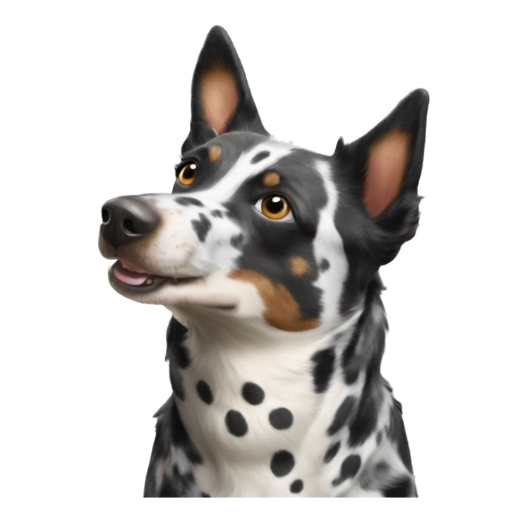 Black and white spotted Australian cattle dog with horses sticker
