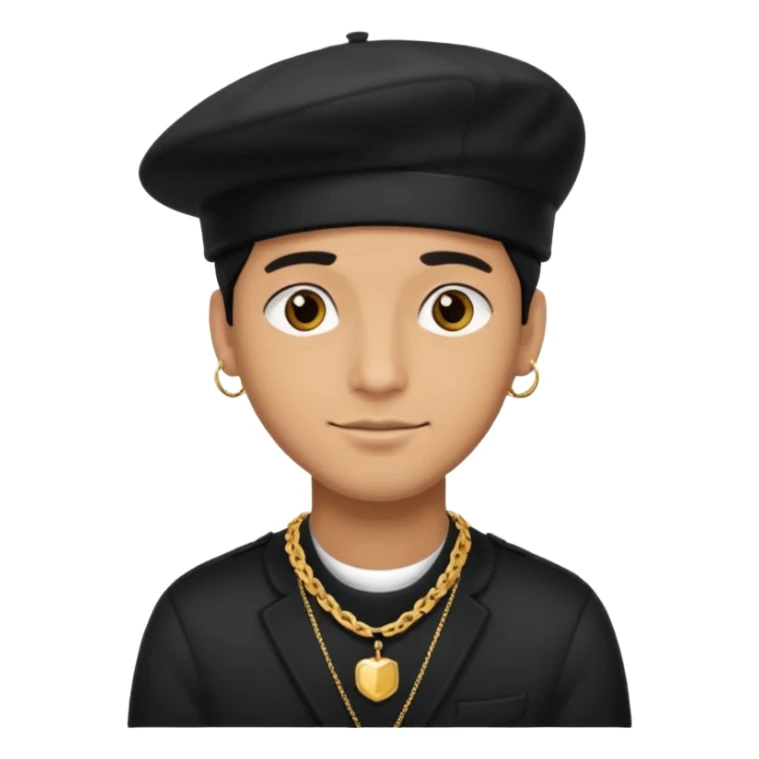 man with beret and necklace sticker