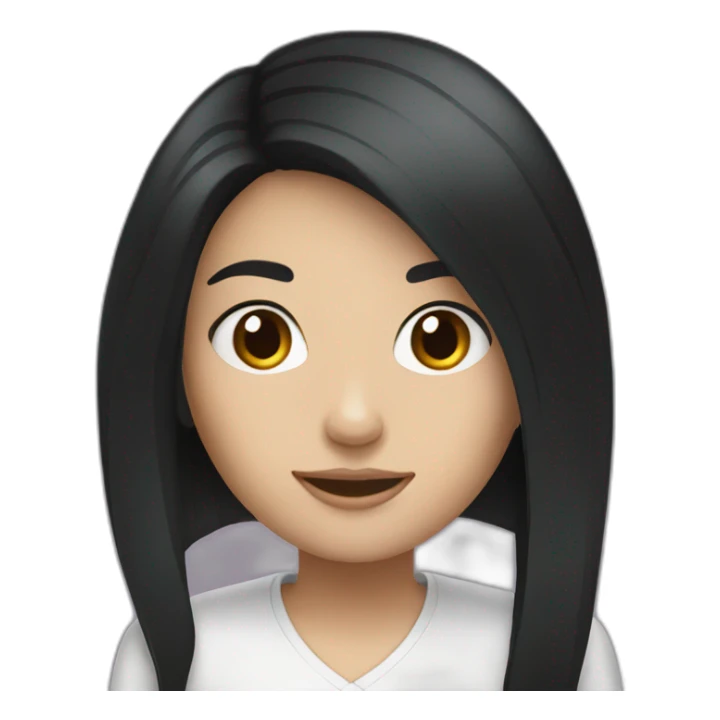 white gril black hair with smartphone sticker