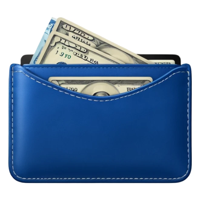  Deep Blue wallet with a single one dollar bill inside, just one dollar open the wallet sticker