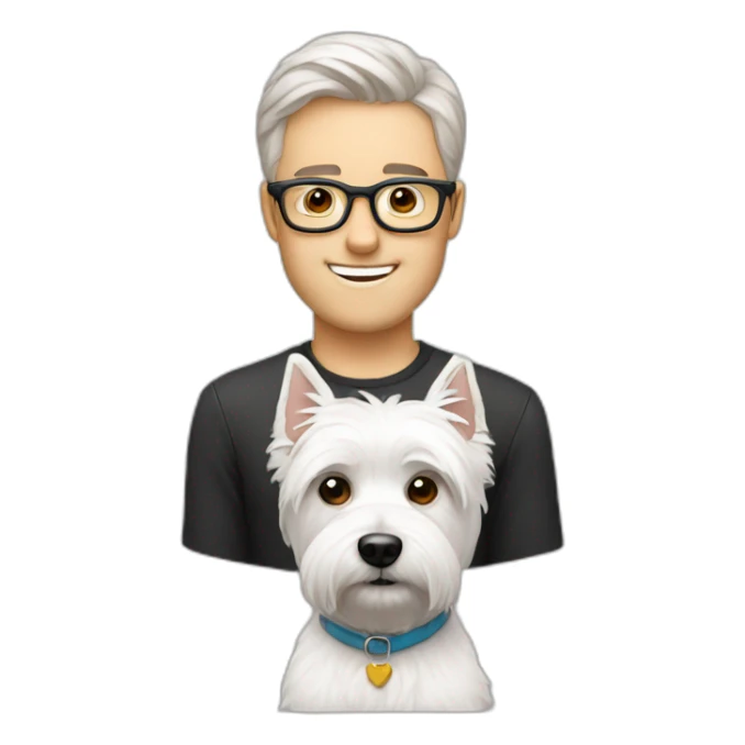 Man with glasses anda westie dog sticker