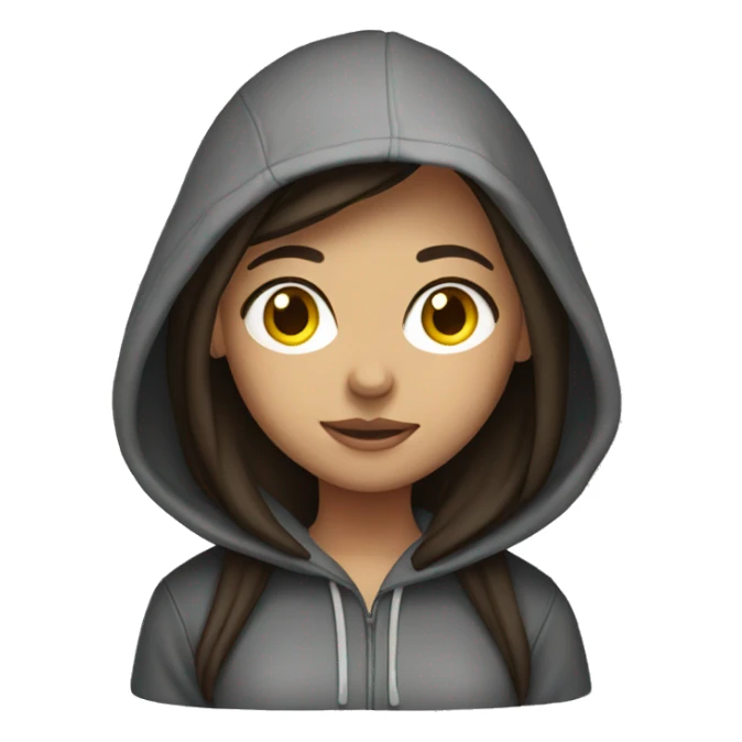 Brunette girl wearing a hoodie sticker