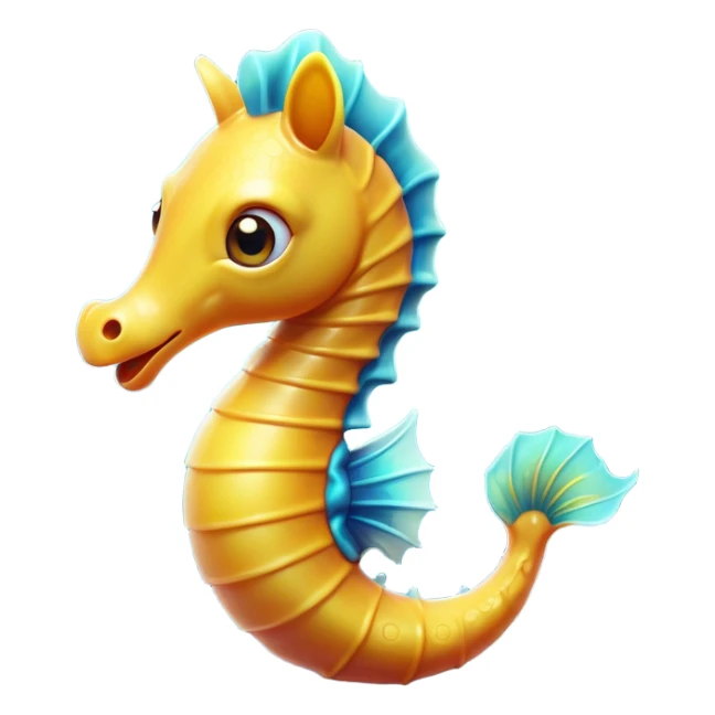 Cinematic Comical Sea Horse Portrait Emoji, Head tilted dramatically with an exaggeratedly amused expression, featuring a delicately curved body with a whimsically coiled tail and wide, comically expressive eyes full of playful disbelief, Simplified yet hilariously expressive features, highly detailed, glowing with a slightly sassy aquatic glow, high shine, dramatic yet playful, stylized with an air of quirky marine mischief, soft glowing outline, capturing the essence of a meme-worthy sea horse that looks ready to drift its way into viral fame! sticker