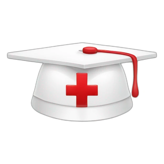 White Student cap with red medical cross  sticker
