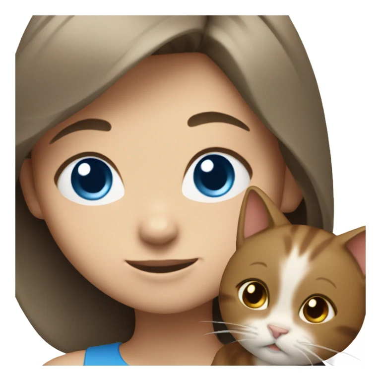 smiling girl with brown hair cat blue eyes sticker