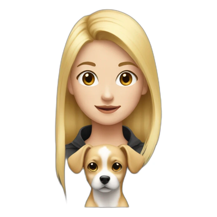 blonde girl with a small shitsu dog sticker
