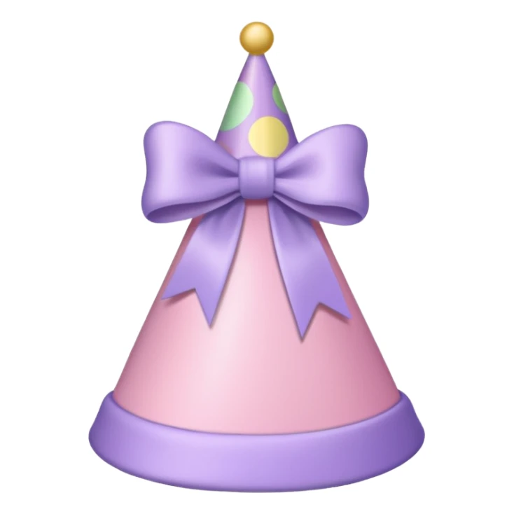 birthday hat with a bow, pastel pink and lavender sticker