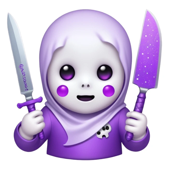 baby ghost face with glitter and a purple knife sticker