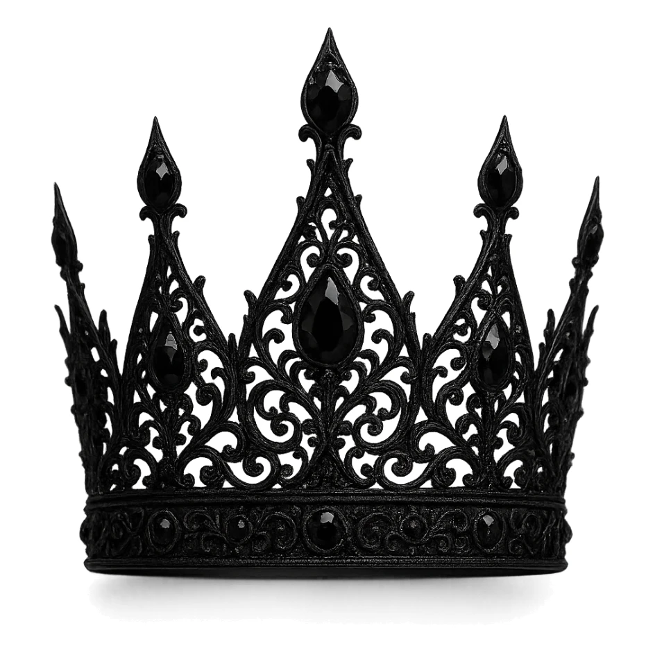 gothic black crown with intricate filigree, black diamonds, dramatic silhouette sticker