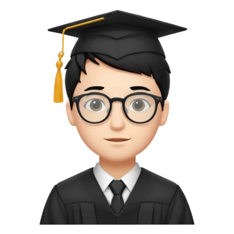 boy with glasses black hair in graduation suit sticker