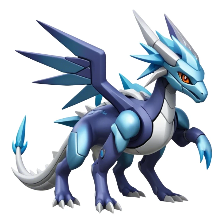 Cyborg-Kyurem-suicune-dialga-hybrid, full body, no wings, wingless sticker