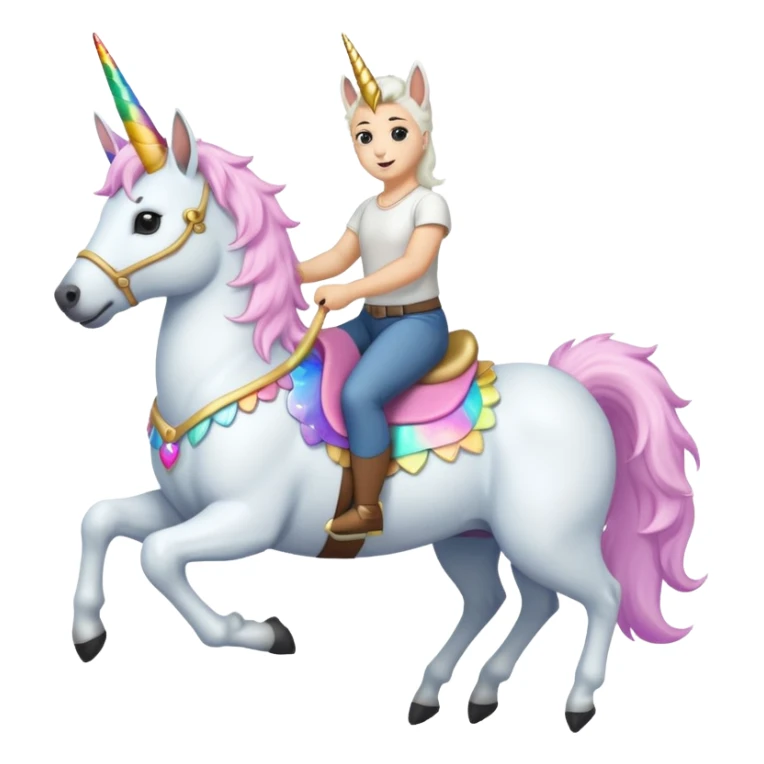 White belgian Shepard sit on a unicorn  sticker