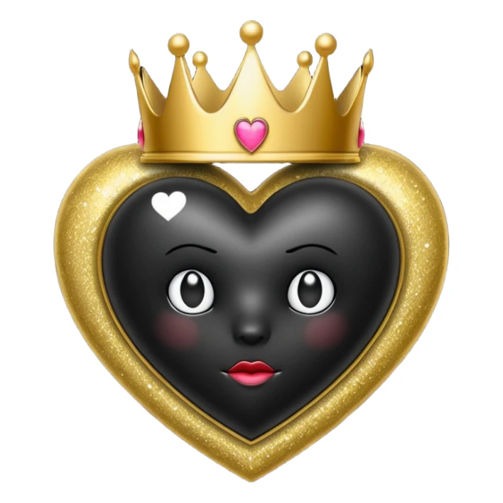 Black Heart and crowns with glitter and the words boss bitch sticker